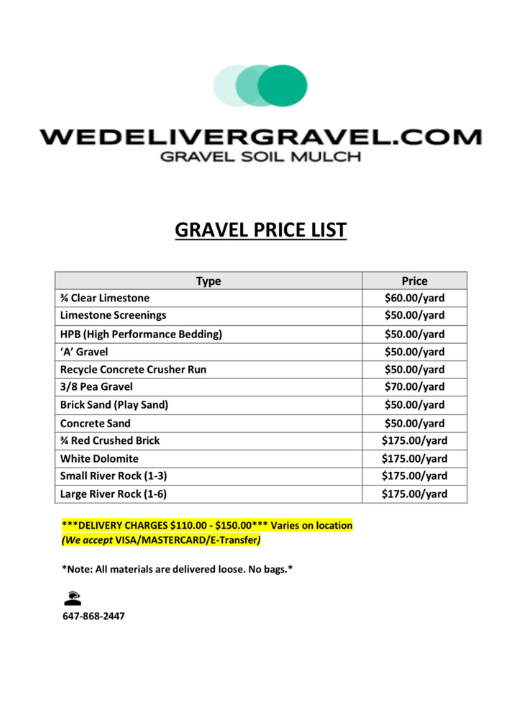 Gravel-price-list-2025