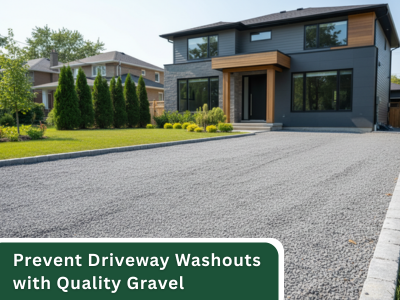 Gravel driveway in Toronto with proper crushed stone to prevent washouts from reliable gravel suppliers in Toronto