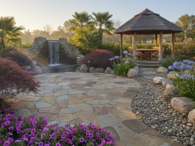 How to use river rock for decorative landscape features